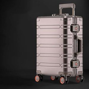 100% Aluminium-magnesium legering Reiskoffer Rollende Bagage 20/24/29 inch Trolley Bagage Handbagage cabine Koffer (Kleur : Titanium, Size : 20"")