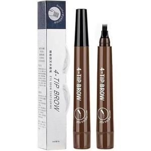 Microblading wenkbrauwpotlood, 3D waterdichte wenkbrauwpen met micro-vorkpuntapplicator, natuurlijke fijne haarachtige wenkbrauwpotloden, met wenkbrauwvormset(Dark Brown)