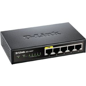 D-Link Switch 5 poorten Ethernet 10/100 Mbps met POE ideaal voor het delen van verbinding en netwerk Small Office Home Office (DES-1005P)