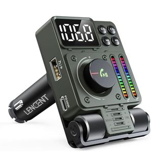 LENCENT Bluetooth 5.3 FM Transmitter, 30W PD Snellader Bluetooth Auto FM-zender Car Adapter Kit, met Fast Charge Auto-oplader, Hands Free Talking, Hi-Fi Treble & Bass Control, Siri Google Assistant