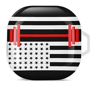 Gewichtheffen Amerikaanse vlag oordopjes hoesje compatibel met Samsung hard shell beschermhoes witte stijl