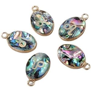 1/2/3/5PCS Natuurlijke Abalone Schelp Hanger 12 Sterrenbeeld 13 * 17mm Schelp Charme Voor Sieraden Maken Oorbellen Kettingen Accessoires-(Leo)(7.23-8.23)-1PC