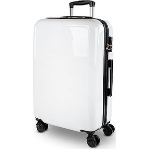 ITACA - Middelgrote Koffer. Suitcase - Medium Trolley Reiskoffer van ITACA. Lichtgewicht Polycarbonaat Harde Schaal 4 Wielen Cijferslot 702660, Wit