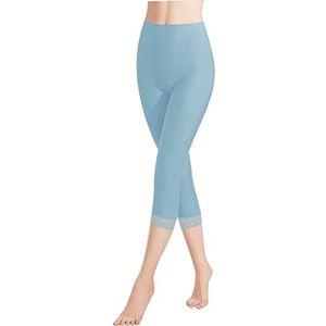 Libella Dameslegging 3/4 broek met kant van katoen, capribroek met hoge taille, kleurrijk, slim fitnessbroek, meerkleurig 4166, 1 pak baby blauw, XXL