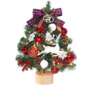 Kerstdecoratie Licht,Batterij aangedreven tafelblad Mini kunstkerstboom Decor, 42*12.5*17.5cm