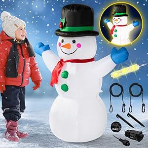Monzana Opblaasbare Sneeuwman XL 120cm LED Verlicht Montagemateriaal IP44 Kerstversiering Kerstfiguur Kerstmis