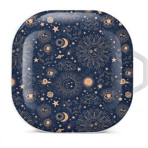 Galaxy Space Constellation Oordopjes Hoesje Compatibel met Samsung Hard Shell Beschermhoes Wit-Stijl