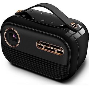 Mini-projector, 1400 lumen wifi bluetooth-projector, ondersteuning 1080P 3D 4K-projector, batterijsynchronisatie telefoon keystone-correctie draagbare projector voor Android (zwart 2G 16G)