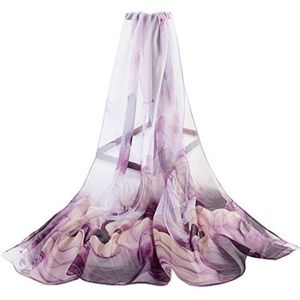 Vrouwen lichtgewicht Chiffon hals sjaal met Lotus bloem patroon door Signare - paars - M