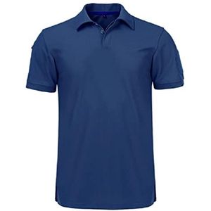 Lamala Mannen Zomer Sneldrogende Shirts Effen Kleur Knop Tactische Shirts Korte Mouw Jersey-Tennisshirt Turndown Kraag Blouses Mens Prestaties T-Shirt, Blauw, M