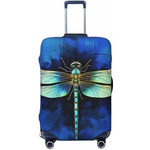 GFLFMXZW Reizen Bagage Cover Libelle op Blauwe Achtergrond Koffer Covers voor Bagage Mode Koffer Protector Past 18-32 inch Bagage, Zwart, Small