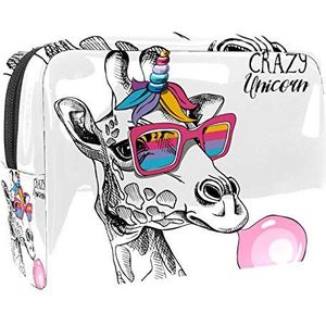 Make-uptas PVC toilettas met ritssluiting waterdichte cosmetische tas met grappige Giraffe ballon Crazy Unicorn voor vrouwen en meisjes