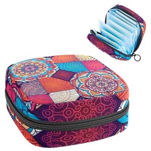 Opbergtas voor maandverband, menstruatiecup zakje tampon tas, menstruatiepads, houder organizer voor vrouwen en meisjes, mandala