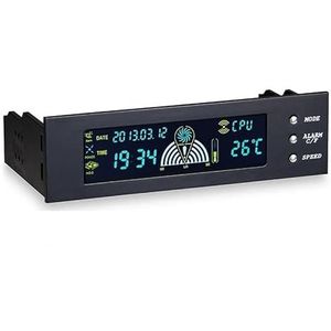 5,25 inch 12V PC-computerventilatorregelaar, 3 ventilatorsnelheidsregelaar, temperatuursensor, LCD-digitaal display, frontpaneel for pc