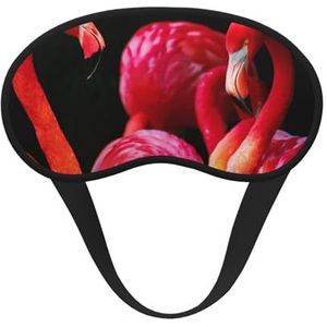 FZGGWYHL Flamingo's op zwarte achtergrond bedrukt verduisterend slaapmasker hulp oogmasker reizen slaap oogmasker