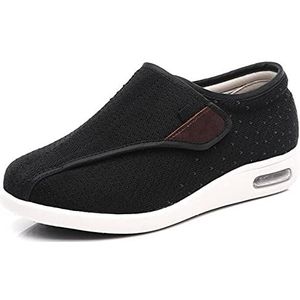 Diabetische Schoenen, Traagschuim Brede Verstelbare Schoenen Met Open Teen,Verbredende Casual Schoenen Met Klittenband, Verstelbare Voetzwellende Schoenen,Oedeem Schoenen Diabetisch Breed,Black-42