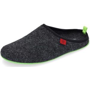 Andrés Machado - Sloffen Jongens/Meisjes - DYNAMIC - unisex pantoffels - wol en vilt/uitneembare binnenzool - Zwart/groen, EU 42