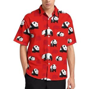 Bear Panda Zomer Heren Shirts Casual Korte Mouw Button Down Blouse Strand Top met Pocket 4XL