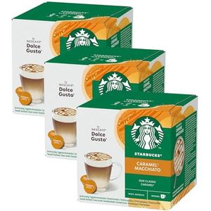 Nescaf? Dolce Gusto Starbucks Caramel Macchiato Set van 3, latte macchiato met karamel, koffiecapsule, R?stkoffie, 3 x 12 capsules