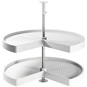 Emuca - Set draaiende schalen voor keukenmeubels, 270º, unit 900 mm, Kunststof en aluminium, Wit