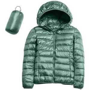 Lange Pufferjas For Dames Met Capuchon, Lichtgewicht Winterhardloopjas, Opvouwbare Reisjas, Ski-jas For Meisjes(Green,L)