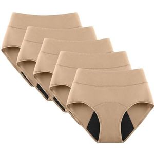 5 Stuks Ondergoed Incontinentiebroekjes Beschermers For Vrouwen – Lekvrij Ondergoed Tegen Blaaslekkage Met Buikcontrole Postpartum Ondersteuning(Apricot,3XL)
