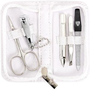 DREI SCHWERTER Germany manicureset nagelset 'Siena' - 5-delig huidschaar, nagelknipper, saffier nagelvijl, nagelreiniger, pincet, kleur wit struisvogellook