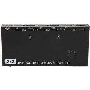 BROLEO HD KVM-Schakelaar, Gemakkelijke Verrichtingssteun 8K 30Hz DisplayPort KVM-Schakelaar 2 in 2 uit voor Multimedia