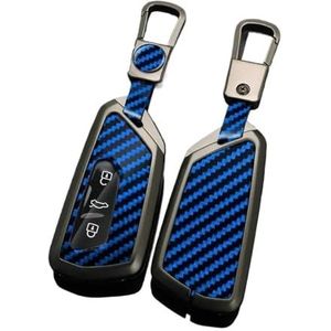 Autosleutel beschermhoes Metalen Carbon Autosleutel Case Cover Shell Fob Voor Golf 8 MK8 ID-4 ID-6 Voor Octavia A8 Voor Leon FR MK4 Voor Sleutel Shell(Carbon blue Set 1)