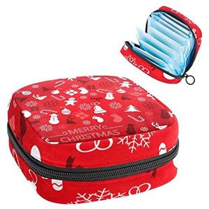 Kerst Achtergrond,Periode Pouch Draagbaar,Tampon Opbergtas,Tampon Houder voor Portemonnee Vrouwelijke Product Organizer, Meerkleurig, 4.7x6.6x6.6 in/12x17x17 cm