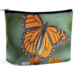 NKJJSTES Grote Capaciteit Cosmetische Tas Waterdichte Cosmetische Organizer Witte Bloemen Blauwe Vlinders Cosmetische Accessoires Organizer voor Vrouwen/meisje, Monarch Vlinders, Eén maat