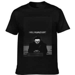 Evan Actor Peters T-shirt met sterrenmotief print ronde hals tops korte mouwen T-shirt voor mannen en vrouwen, 8 maten, Zwart, L