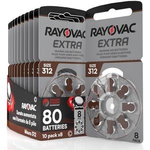 Rayovac Extra - Maat 312 PR41 - Hoortoestelbatterijen - 80 Stuks - Kwikvrij