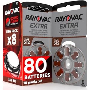 Rayovac Extra - Maat 312 PR41 - Hoortoestelbatterijen - 80 Stuks - Kwikvrij