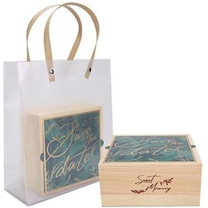 Geschenkdoos, houten kist Bruiloft geschenkdoos Mooi voor snoep voor cadeaukaarten voor het bewaren van sieraden(Diep bosvarenblad)