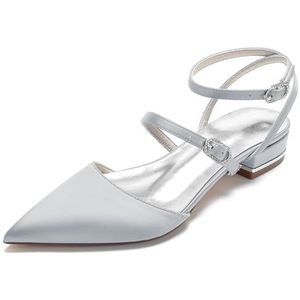 Hanfike Avond Flats Schoenen Vrouwen Meisjes Slingback Avond Schoenen Enkelband Formele Pompen JY228, Zilver, 42.5 EU