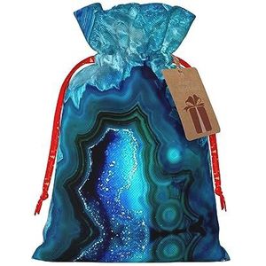 Heldere Aqua Blauw Turquoise Print Vakantie Trekkoord Gift Zakken, Inpakzakken Zakken Xmas Cadeaus (Medium Klein)