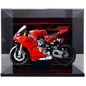 HCAEIOFJ Clear Acryl Vitrine voor Lego Technic 42202, Ducati Panigale V4 S Motorfiets, Zwarte Onder+Achtergrond