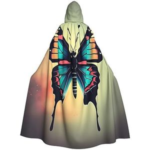 SSIMOO Handgetekende kleur vlinder 2 volwassen Halloween party cape - perfect voor kostuumfeesten en cosplay