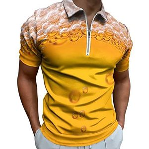 Beer Bubble Half Zip-up Polo Shirts Voor Mannen Slim Fit Korte Mouw T-shirt Sneldrogende Golf Tops Tees L