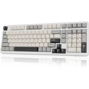 ATTACK SHARK X98 102-Keys Mechanisch Draadloos/Bedraad Gamingtoetsenbord met Numeriek Toetsenblok, BT5.0/2.4G/USB-C Tri-Mode, Gasket Hot-swap Linear Switch, 22 RGB Backlit, 4000mAh-Accu - Wit
