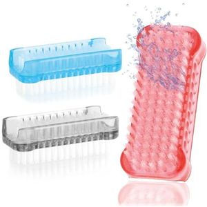 Robin Goods® 3x handwasborstel - kunststof nagelborstel - dubbelzijdige handborstel - reinigingsborstel voor handen en nagels (rood/grijs/blauw - 3 stuks)