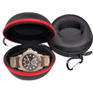 TULEBOLIAN 2-pack zip-horloge-organizer, enkele horlogekast voor reizen, zaken, sportschool (elk met spons en karabijnhaak)