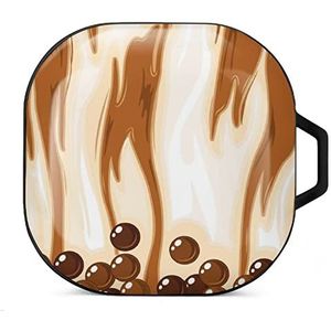 Bubble Tea in bruine suiker melk thee oordopjes hoesje compatibel met Samsung hard shell beschermhoes zwart stijl