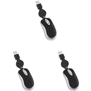 Mealoodiousmusea 3 set Computer Ultra-lichtgewicht Muis Mini Bedrade Kleine Hand Optische Telescopische Intrekbare Ergonomische Ontwerp Gaming Muizen voor Zwart