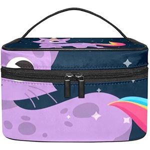 Eenhoorn make-up organizer tas, reismake-up tas organizer case draagbare cosmetische tas voor vrouwen en meisjes toiletartikelen, Meerkleurig, 22.5x15x13.8cm/8.9x5.9x5.4in
