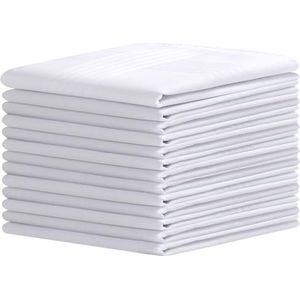 Ohuhu Zakdoeken voor heren, zakdoeken van 100% katoen, machinewasbaar, wit, klassieke zakdoekenset, cadeau voor mannen, 40 x 40 cm, Wit, 16'' x 16''
