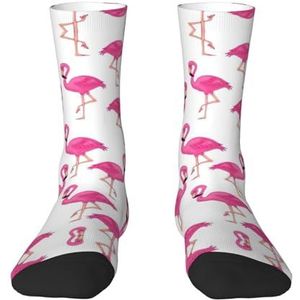 Roze Flamingo Volwassen Grappige 3d Sokken Crew Sokken Nieuwigheid Sokken Gag Cadeaus, Zachte Gezellige Sokken., Wit, Eén Maat