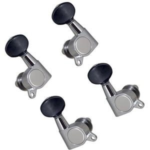 Gitaar Stemapparaat Hoofd 4-pack ukelele stemsleutel Universele koptuner Zinklegering vervangende onderdelen (Size : Silver Black)