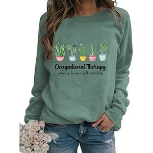 Women's Occupational Therapy Sweatshirt Cute Plants Graphics Pullover Funny Retro OT Therapist Assistant Gifts